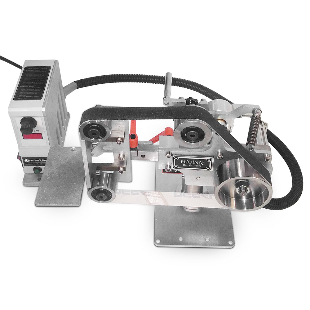 Fucina 1x30 Belt Grinder 110V/60Hz 0.9Hp Servo Motor with VFD and Horizontal Position for Knife Making